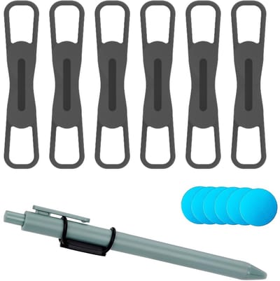 Set van 6 magnetische siliconen pennenhouders, magnetische penhouder, draagbare penhouder, voor kantoor, koelkast, whiteboard, kantoor (zwart)