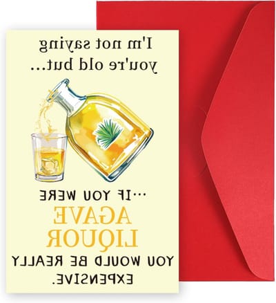 Grappige Tequila Verjaardagskaart voor Mannen, 20.5x13.5cm, Humoristische Agave Liqueur Themapresentatie met Envelop voor Verjaardagsfeest, Vrienden en Echtgenoten