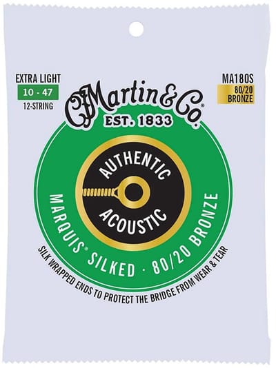 Martin MA180S Silked Snaren voor 12-Snarige Akoestische Gitaar (10-47) Bronze, Extra Light