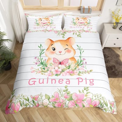 Cartoon Cavia Dekbedovertrek King Queen Schattig Dierelijk Beddengoed Set Microvezel Zeemeermin Visschubben Dekbedovertrek Voor Jongens Meisjes EU Single(135*200cm)3pcs