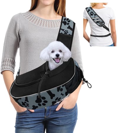 Dailygoods- Draagtas voor Honden/Katten - Verstelbare Schouderband - Heupriem - Lichtgewicht - Duurzaam - Motief Poot/Bot - Huisdierentas
