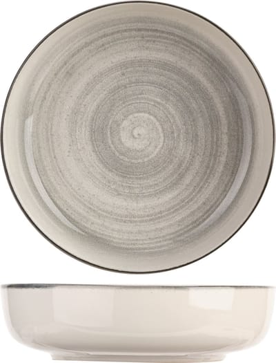 Cosy & Trendy Diep Bord Baltic Grey – Ø 18 cm – Bevat 1 diep bord – Lichtgrijs aardewerk met uniek patroon – Vaatwasser- en Magnetronbestendig – Stapelbaar