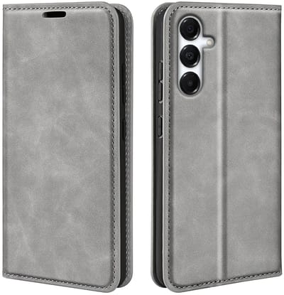 MobyDefend Hoesje - Geschikt voor Samsung Galaxy A17 - Luxe Wallet Bookcase (Magnetische Sluiting) - Grijs