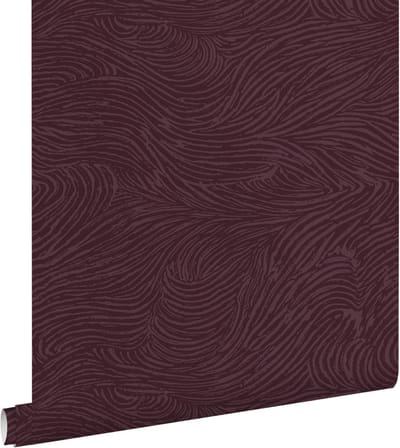 ESTAhome behang 3d golvende lijnen aubergine paars - 53 cm x 10.05 m - 131367