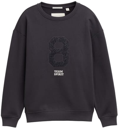Tom Tailor - Oversized sweatshirt met applicatie - Maat 128 - coal grey