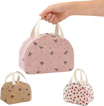 Geïsoleerde lunchtas 6,5 liter - Draagbare lunchbox met opvouwbare thermotas - Klein formaat met strikpatroon - Voor school, kantoor, strand en camping