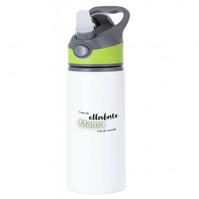 Hacebo® - voor de allerbeste mama van de wereld waterfles met rietje groen - Mama - de beste moeder - Moeder cadeautjes - moederdag - verjaardagscadeau - verjaardag - cadeau - geschenk - kado - gift - moeder artikelen - water fles - 650ML
