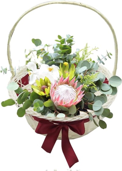 Bloemenmeisjesmand Rotan - Gevlochten mand - Bruiloft decoratie - Handgemaakt vakmanschap - 16x20 cm - Bourgondië