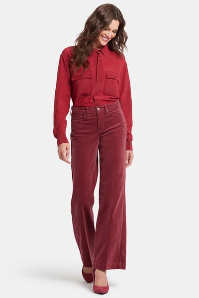 Teresa Wijde Pantalon Rood Corduroy