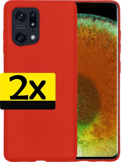Hoesje - 2 Stuks - Geschikt voor OPPO Find X5 - Sterk & Shockproof - Case Siliconen - Back Cover - Telefoon Hoes - Telefoonhoesjes - Rood