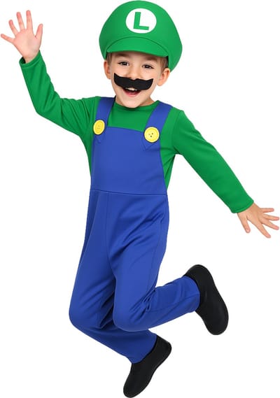 Joya Kids® Loodgieter Verkleedpak Kind | Inclusief Pet & Snor | Super Verkleedkleding voor Jongens & Meisjes | Stretch Jumpsuit Carnaval & Halloween | Maat S