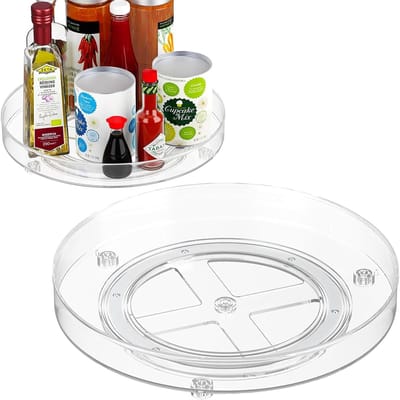 Famanu - Set van 2, 27 + 23,5 cm, draaiplateau voor olie en kruiden, transparant
