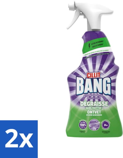 2 x Cillit Bang – Schoonmaakspray – Universal Ontvetter – 750 ml - Schoonmaak Spray Kalk - Reinigingsspray Ontvetter - Cillit Bang Power Cleaner - Reinigingsspray Badkamer - Reinigingsspray Tegels