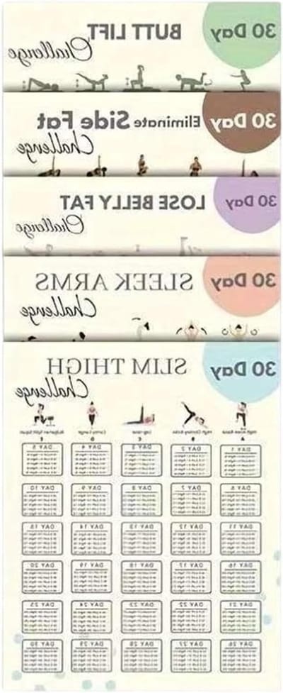 Workout Posters - Fitness Gids - Thuis Trainen - 30 Dagen Plan - 26 x 22 cm - Meerdere