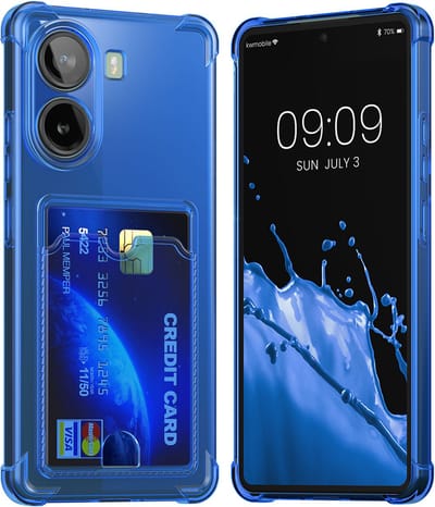 kwmobile Hoesje met kaarthouder voor Xiaomi Poco X7 Pro 5G - telefoonhoesje met kaartsleuf - Soft Case - beschermhoesje in blauw