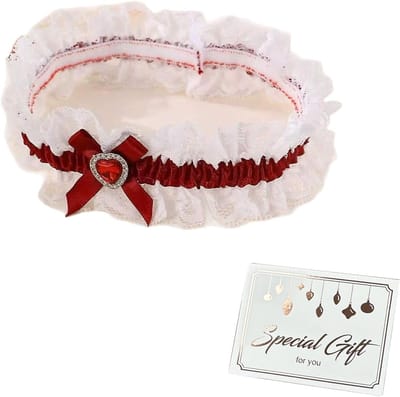Bruid Kousenband - Bruiloft Accessoire - Bruiloft Feest - Elastisch Kant Ontwerp - 21 x 5 cm - Rood