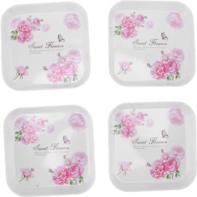 4 stuks Fruit Snack Bord Multifunctionele Dessertborden voor Thuis School Restaurant Opbergbak Spuugbak L(for 6.5-9kg) white