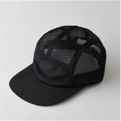 Mode Retro Gaas Honkbalpet 5 Panel Platte Klep Zonneklep Pet Ademend Verstelbaar Sneldrogend Hoed Uniseks zwart