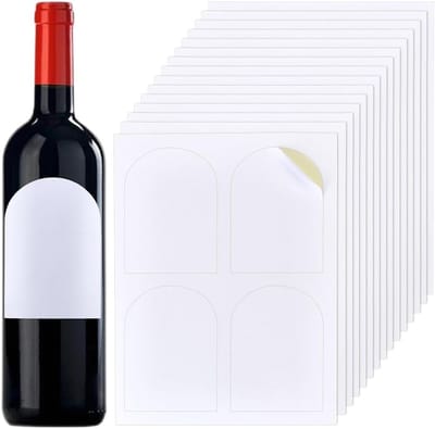 80 Stuks Witte Lege Wijnfles Labels - Afdrukbare Waterdichte Stickers voor Thuisgebruik, Geschikt voor Laserprinter, 4.7x3.5 Inch