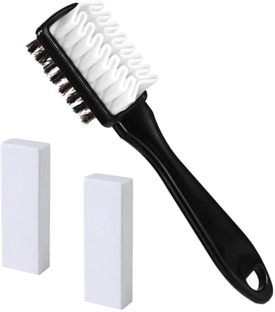 Dailygoods - HhBdy Suède borstel, 2-in-1 suède borstel voor schoenen, schoenborstel, suède, inclusief 2 gummen, suède, onderhoud, aan beide zijden te gebruiken, voor schone schoenen, sneeuwlaarzen en