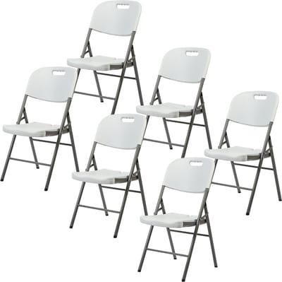 BRASQ Set van 6 Klapstoelen Wit - Opvouwbare stoelen 45x50x88 cm - PVC - Eettafelstoelen
