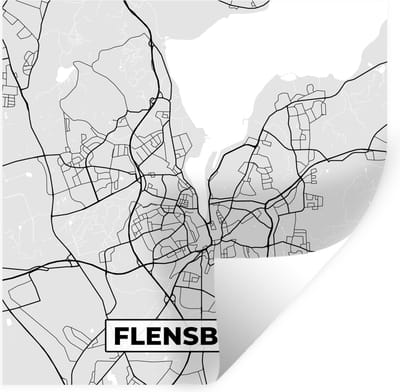 Muurstickers - Sticker Folie - Plattegrond - Duitsland - Flensburg - Kaart - Stadskaart - 100x100 cm - Plakfolie - Muurstickers Kinderkamer - Zelfklevend Behang XXL - Zelfklevend behangpapier - Stickerfolie