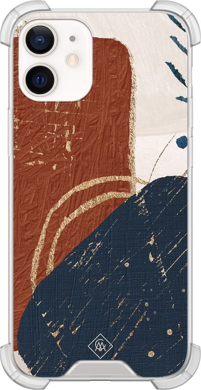 Casimoda® hoesje - Geschikt voor iPhone 12 Mini - Abstract Terracotta - Shockproof case - Extra sterk - TPU/polycarbonaat - Multi, Transparant