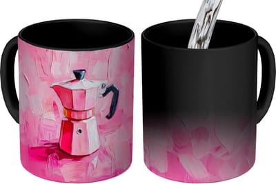 Magische Mok - Foto op Warmte Mokken - Koffiemok - Roze - Verf - Coffee - Magic Mok - Beker - 350 ML - Theemok