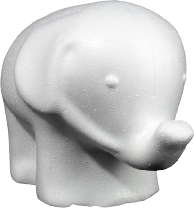 Hobbygroep styropor olifant knutsel figuur wit 14,5 cm decoratie.