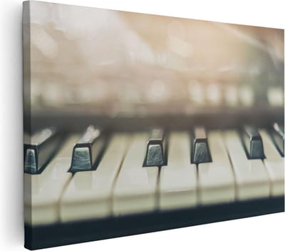 Artaza Canvas Schilderij Muziek - 30x20 cm - Klein - Wanddecoratie Piano - Muurdecoratie Woonkamer - Kamer Accessoires