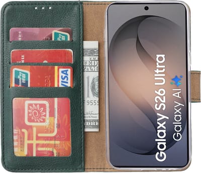 Hoesje Geschikt voor Samsung Galaxy S26 Ultra – Arara bookcase met pasjeshouder - Groen