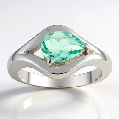 Cavill - Zilveren Ring met 1,08 ct Peervormige Braldu Fluoriet - 925 Sterling Zilver met Palladium - Elegante Damesring - Modieuze Zilveren Sieraden
