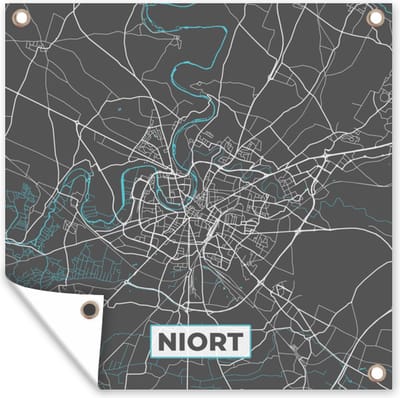Tuin poster Plattegrond - Stadskaart - Kaart - Niort - Frankrijk - 200x200 cm - Tuindoek
