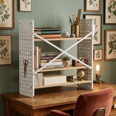 EGGREE Bureaukastje met 3 niveaus - keukenrek met haken en opbergbakken - organizer voor keuken - slaapkamer - studeerkamer en kantoor - wit rek - 60 × 20 × 60 cm