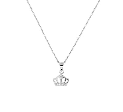 Zilver Gerhodineerde Collier kroon zirkonia 1 1330038
