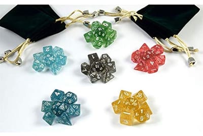 Polyedrische dobbelstenen set voor rol- en tabletopspellen - 42 stuks in 6 glinsterende kleuren