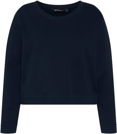 Ulla Popken - Dames - sweatshirt kort oversized ronde hals lange mouwen - Marine - Maat 46+