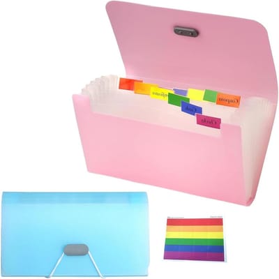 Documentenmap A6 met 13 Compartimenten, Waterdicht, Labelbaar en Ruimtebesparend voor Facturen, Flashcards en Coupons