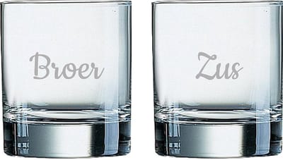 Gegraveerde Whiskeyglas 20cl Broer-Zus