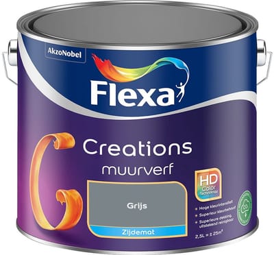 Flexa - Creations Muurverf Zijdemat - Grijs - Mengverf - 2,5 L