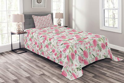 ABAKUHAUS Sprei-set – Tulpen Greenery – 170x220 cm – veelkleurig