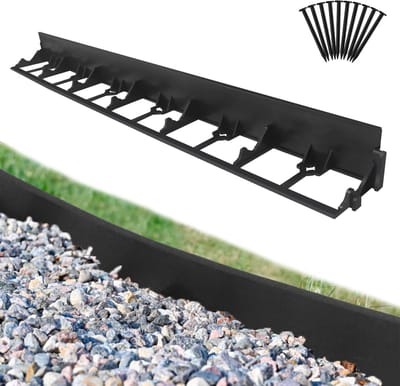NAIZY Gazonrand, 12 m met 50 grondankers, buigbare kunststof bestratingsrand, perkomranding, 5,8 cm hoge maaikante, tuinpalissade voor tuin, gazon, decoratief, zwart (12 stuks/12 m)