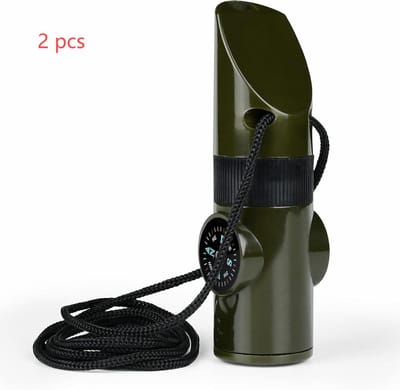QTTVBTNA -2 stuks Noodfluit 7-in-1 Survival Tool met Lanyard – Multifunctionele Outdoor Veiligheidsfluit voor Kajakken, Varen, Wandelen, Kamperen, Klimmen, Jagen, Vissen en Reddingssignalen