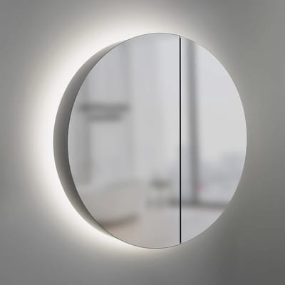 Ronde Spiegelkast Badkamer met Verlichting - 60 cm - Aluminium Frame en Glazen Planken