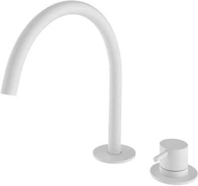 Hotbath Cobber - Wastafelmengkraan - zonder Waste - Laag - Wit - Opbouw - Messing - V07