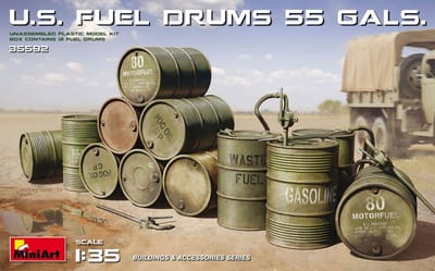 MiniArt Modelbouwpakket Militaire voertuigen - 35592 U.S. Fuel Drums 55 Gals. Plastic - 1:35 - Modelbouw
