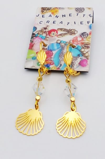 Jeannette-Creatief® - Chique - Golden Shell - Oorhangers - Oorbellen - Oorbellen Dames - Oorbellen Schelp - Shell - Goudkleurige oorbellen - Oorbellen - Oorhangers
