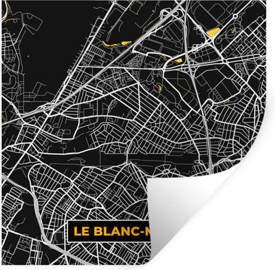 Muurstickers - Sticker Folie - Le blanc-Mesnil – Plattegrond – Frankrijk – Kaart – Stadskaart - 100x100 cm - Plakfolie - Muurstickers Kinderkamer - Zelfklevend Behang XXL - Zelfklevend behangpapier - Stickerfolie