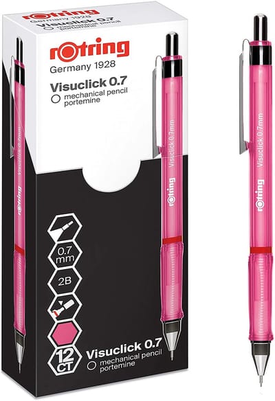 rOtring Visuclick-vulpotlood | 0,7 mm | 2B-stift | Felroze behuizing | 1 stuk