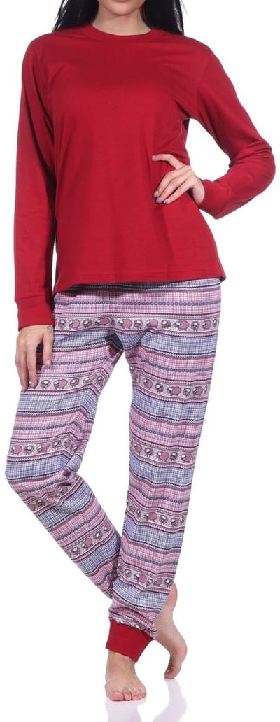Normann damespyjama met lange mouwen en manchetten in een mooie etnische look